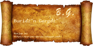 Burián Gergő névjegykártya