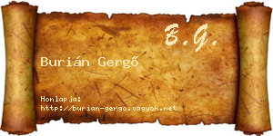 Burián Gergő névjegykártya